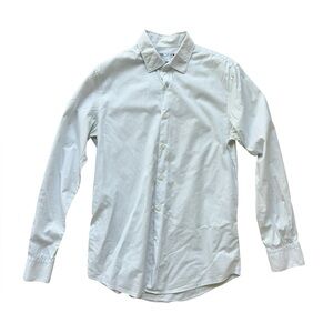 Zara Man Slim Fit Striped Dressy Shirt, Light Blue, Size M